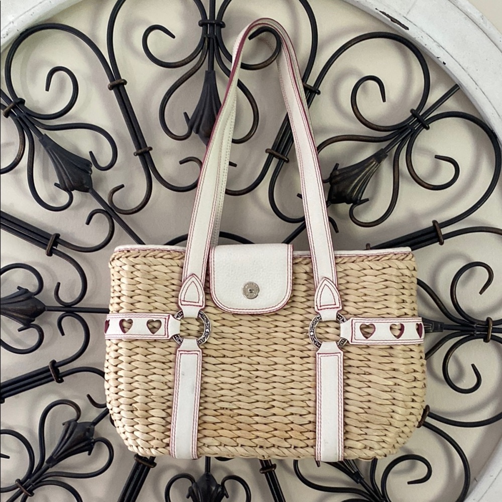 Brighton Tan, Pink and White Shoulder Bag with Woven Design